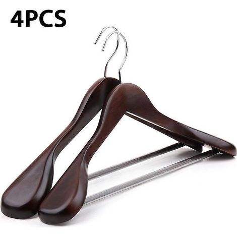 Cintre en bois massif à larges épaules, sans couture, support à vêtements pour la maison, compatible avec les cintres à costumes épais. (1/5)