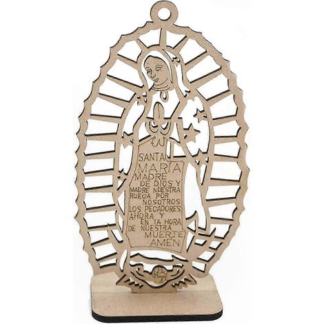 Ornement suspendu Guadalupe multifonction en bois découpé, figurine Vierge Marie pour décoration murale, cadeau chrétien de commémoration pour la maison. (1/4)