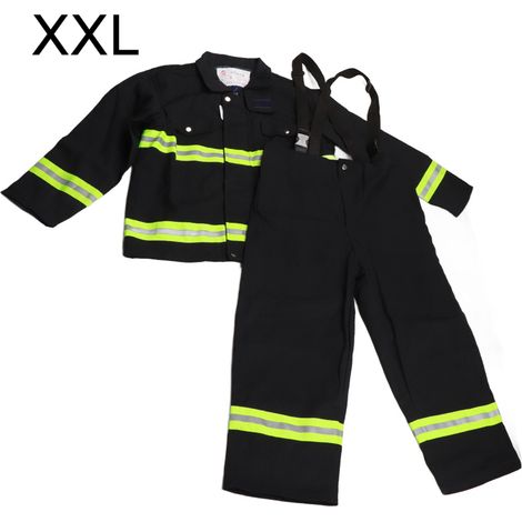 Vêtement ignifuge anti-feu résistant à la chaleur, tenue de protection pour pompier avec bandes réfléchissantes, pantalon et veste XXL (1/5)