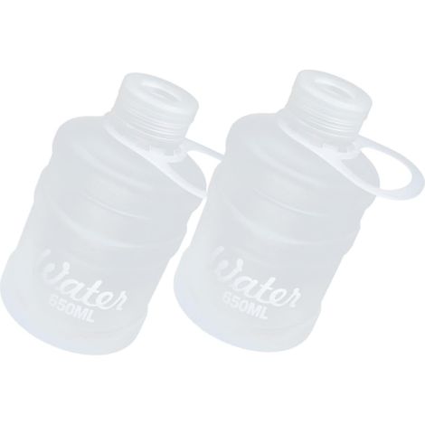 Lot 2 gourdes de sport de 650 ml pour l'exercice, contenants d'eau blancs dépolis pour la salle de sport et le fitness (1/5)