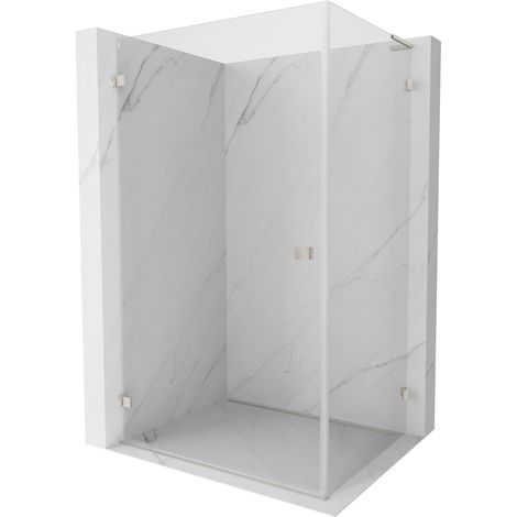 Mexen Lunar-B L Duschkabine schwenkbar links 90 x 80 cm, transparent, gebürsteter Nickel- 832L-090-080-97-00-L
