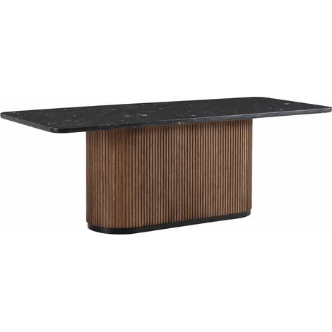 Table à manger noyer et marbre noir - Noyer, noir Marquina et noir mat (1/5)