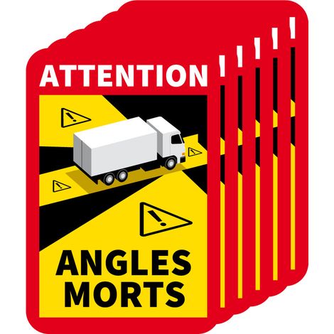 Autocollants Attention Angles Morts Poids Lourds (M0374). Lot de 6 .  - Lot de 6 (1/5)