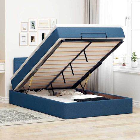vidaXL Lit ottoman avec matelas bleu 120x200 cm tissu (1/5)