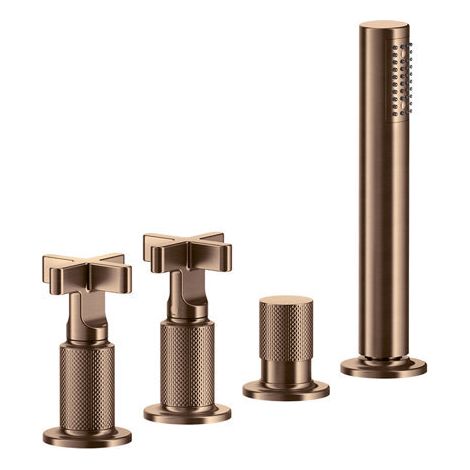 Gessi Inciso+ 2-Kreuz-Griff-4-Loch-Wannenrand-Armatur, separater