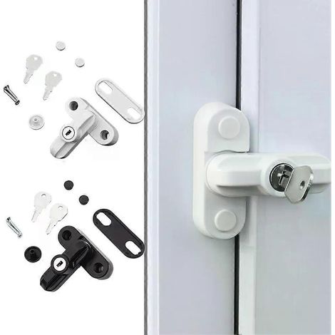 T-Schloss für flache Türen und Fenster, Sicherheitsverriegelung für Fenster und Türen, Fensterriegel, Fensterheber, Sicherheitsbegrenzer mit Schlüssel (1/4)
