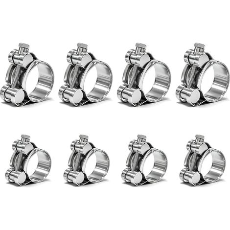 Lot de 8 colliers de serrage en acier inoxydable - Plage de serrage : 20-22 mm - 23-25 mm (1/5)