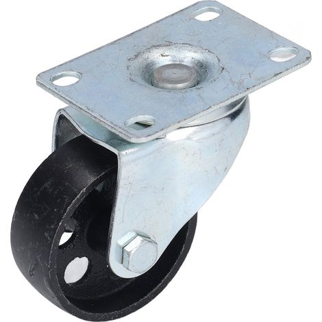 Lot de 3 Roulettes pivotantes en fonte, plaque rotative double roulement, roue universelle de remplacement pour chariot (1/5)