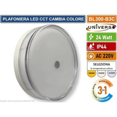 UNIVERSO BL300-B3C PLAFONIERA CIRCOLARE SMD LED 24W CAMBIA COLORE LUCE CCT SWITCH 3IN1 IP44 (1/4)