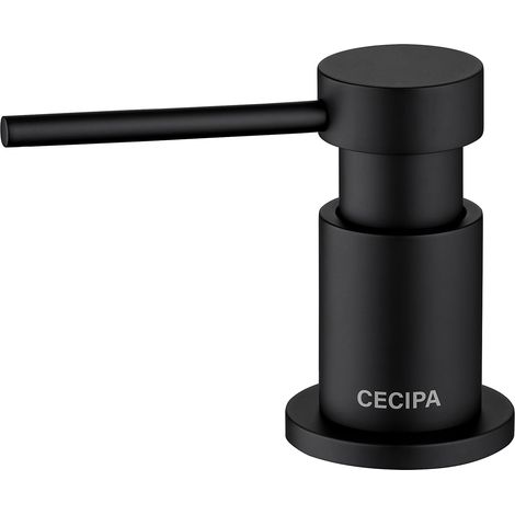 Cecipa Dispenser Sapone da Cucina Con Contenitore da 300 ml + Tubo di Prolunga in Silicone da 1,25 m - Dispenser di Sapone per Lavello da Cucina Sottopiano - Nero (1/5)