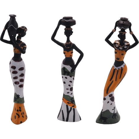 3-teiliges Set aus Retro-Vasen, afrikanischen Frauenstatuen, exotischen Harzfiguren für Zuhause, Hotel, Wohnzimmer und mehr. (1/5)