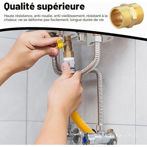 Mamelon Double 3/4 Pouce (ø26 mm) Filetage Extérieur en Laiton Mamelon, 3/4 Pouce Raccord Male Male, Équipements D'eau Potable, Systèmes de Chauffage et D'énergie Solaire (1/2)