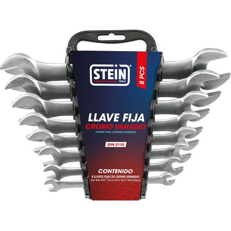 Juego llave fija stein cromo vanadio din-3110 8 piezas