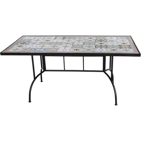 Table de jardin Fuerteventura effet mosaïque 163x88x74