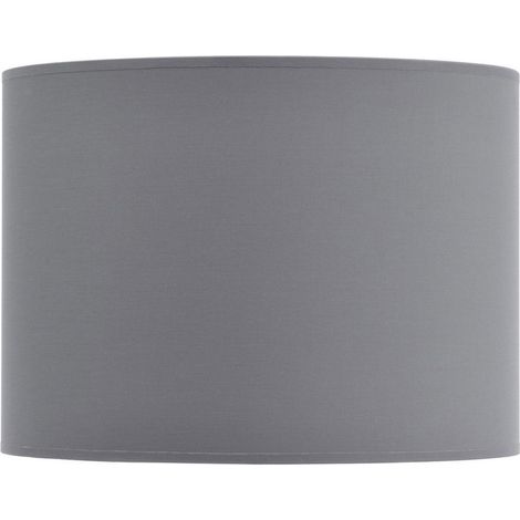 Lined Drum Lampshade - Fabric/Polyester/Cotton Frame - L35.5 x W35.5 x H26 cm - Grey/Silver