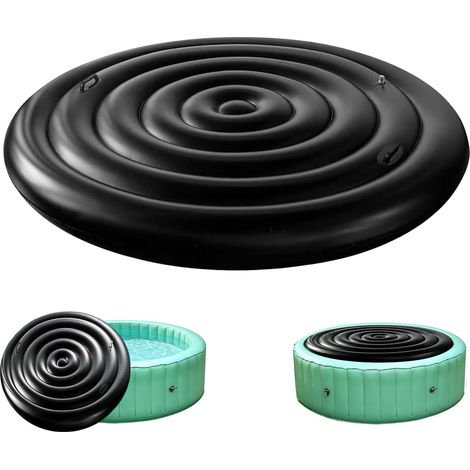 Housse de protection gonflable ronde pour jacuzzi en plein air, économe en énergie, avec poignée, gonflage et dégonflage rapides et faciles, coupe-vent et imperméable (noir, 165 cm) (1/5)