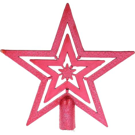 Étoile de Noël Rouge 10 Cm en PVC Légère et Portable pour Décoration Sapin de Noël Festival Détails Artisanaux Élégants (1/5)