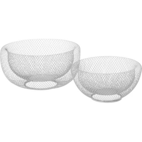 Set de 2 Corbeilles à Fruits Décoratives Design Blanc (1/3)