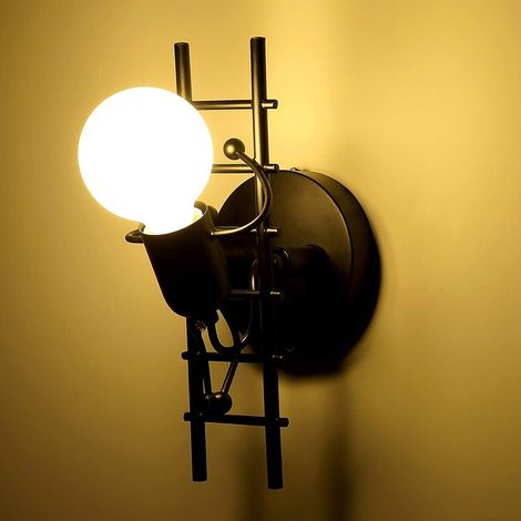 Wandleuchte E27 Kreative Cartoon, Schwarz Wandlampe Moderne Innen für Schlafzimmer Kinderzimmer Korridor Wohnzimmer - Ohne Leuchtmittel