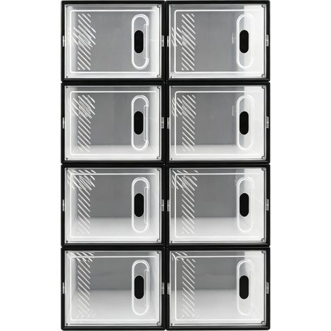 Boîtes à chaussures empilables modulaires en plastique transparent, 8 pièces (1/5)