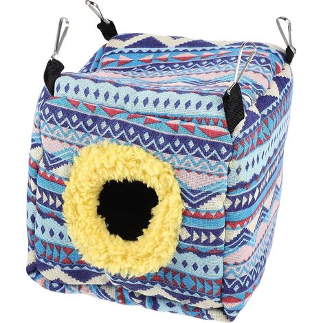 Hamac D'hiver pour Rat, Nid Chaud Suspendu, Style Yourte, Coton Bleu (1/5)