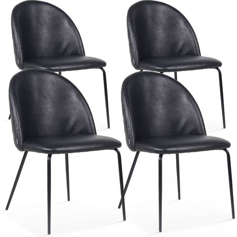 Lot de 4 chaises en textile enduit noir (1/4)