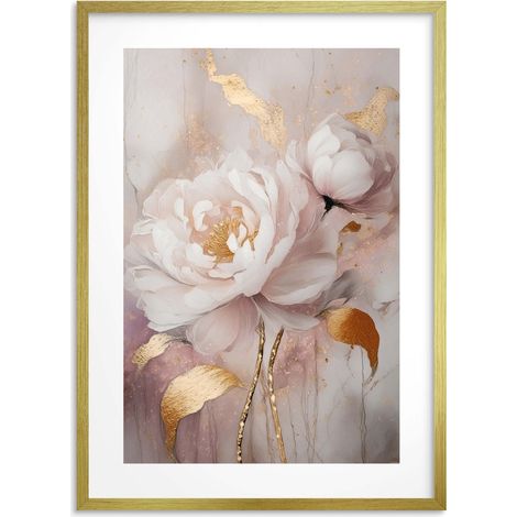 Affiche murale rose et or, décoration murale pour un salon glamour (1/5)