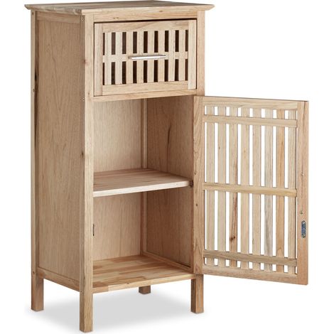 Armadietto da bagno stretto con cassetto portaoggetti 80 x 30 x 80 cm in legno di noce 130003578