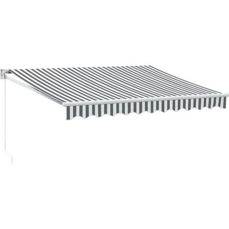 Store banne rétractable, gris anthracite/blanc, 3 x 2,5 mètres, tissu et aluminium. (1/5)