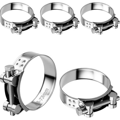 5 x Exhaust Collars 68-73 mm Stainless Steel Motorcycle Exhaust Clamp for Exhaust Pipe Accessories Pipe Ventilation (1/5)