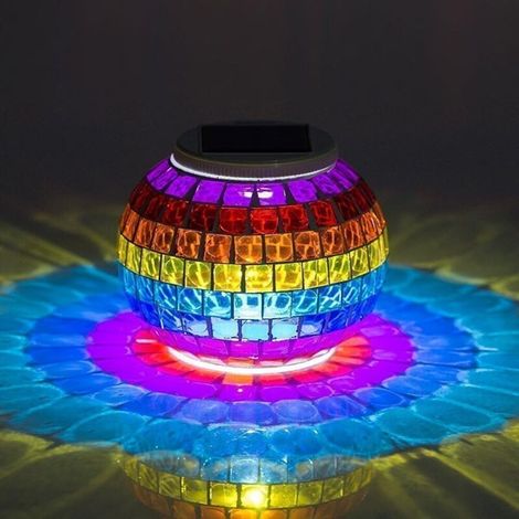 Lampe Solaire, Mosaïque Lumière Solaire Extérieur Décorative Lanterne Lampe de Table Pour Jardin, Table, Patio, Fête, Noël (1/5)