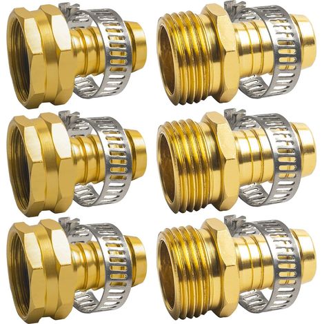 Kit de réparation de tuyau d'arrosage en aluminium 5/8" avec raccords mâles et femelles et colliers de serrage en acier inoxydable (1/5)