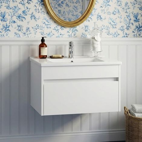 Vitra S50+ Wall Hung 1-Drawer Vanity Unit with Basin 800mm Wide - White High Gloss (1/2)