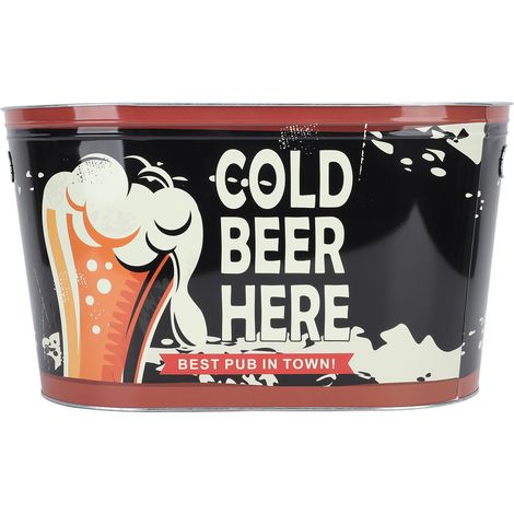 Seau à glaçons ovale en fer blanc, grand bac réfrigérant pour boissons et bouteilles, récipient à glace pour fête, bière, champagne et cocktails (1/5)