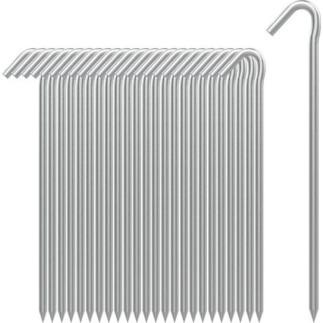 Metall-Zeltnägel, Gartenzaunhaken, Campingnägel, robuste, verzinkte Zeltnägel für Planen, aufblasbare Artikel, Weihnachtsdekorationen im Freien, 25er-Packung (1/4)