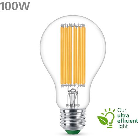 Ampoule LED E27 Philips Ultra Efficient 100W équivalent, Blanc froid 4000K, transparente, verre, longue durée 50000h (1/5)