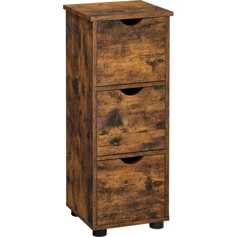 Cassettiera bagno rustica in legno marrone scuro (1/5)