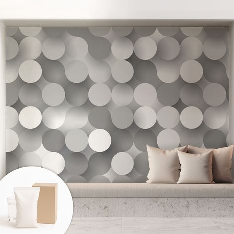 Tapete Vliestapete mit Kleber für Wohnzimmer Schlafzimmer Küche - Wanddekoration Graue Kreise 208x146 cm (1/5)