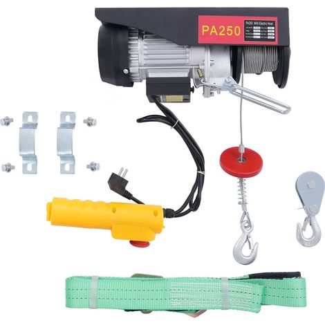 18 Meter, 250 kg, elektrische Seilwinde, Elektrokran, Gerüstkran, Stahlseil, Werkstatt, Garage, Not-Aus-Schalter.