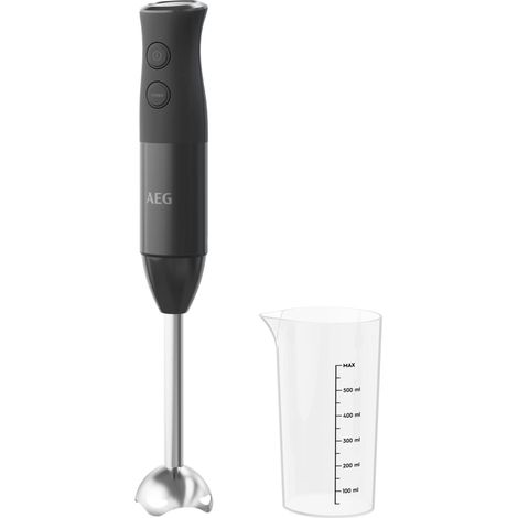 Mixeur plongeant, puissance 600 W, 2 vitesses, fonction turbo, avec gobelet 0,6 l avec doseur, gobelet lavable au lave-vaisselle, sans BPA, noir (1/5)
