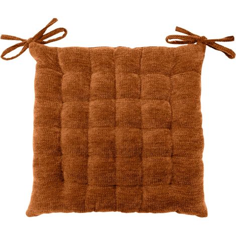 Galette de Chaise Velours Chenille "Cosi" 38x38cm Terracotta (1/5)
