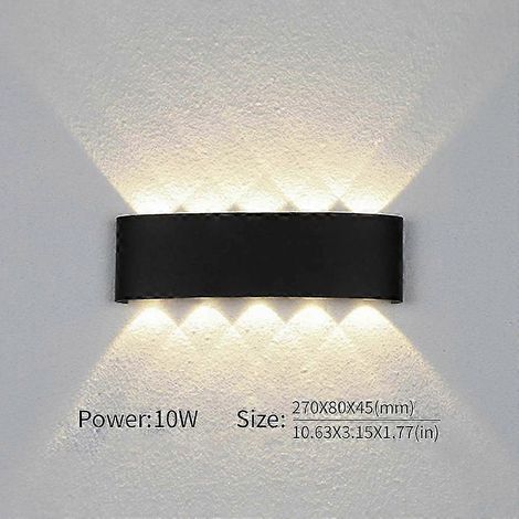 Lámpara de pared LED, bombilla LED, luz exterior con sensor de movimiento, resistente al agua IP66, luz de pared para porche, jardín, sala de estar, escaleras (luz natural, 10 W, negra, sin sensor).