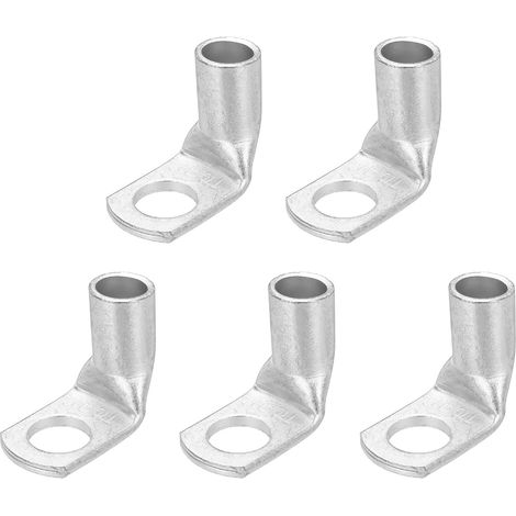 4/0AWG - 9/16" Cosses En Cuivre, Extrémités De Câble De Batterie À 90 Degrés Cosses De Batterie Bornes À Anneau Connecteurs Rondelles En Cuivre Nu Pour Fournitures (Argent, 5Pcs) (1/5)