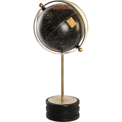 DKD Home Decor Globe terrestre Métal et Bois noir doré (1/3)