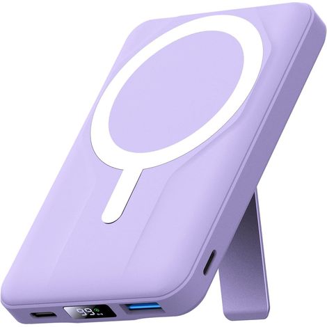 Batterie Externe Magnétique Compatible avec MagSafe, 10000mAh Chargeur Portable sans Fil Power Bank Rapide 20W PD USB-C, Support (1/5)
