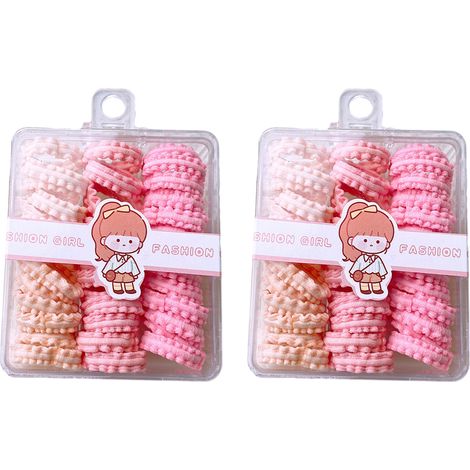 100 élastiques à cheveux, Divers accessoire de portail, sans marques, multicolores (rose, violet, vert, bleu), 2 cm, pour bébés et petites filles (1/5)
