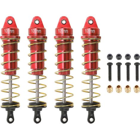 Quatre amortisseurs RC, en alliage d'aluminium, compatibles avec SCX10 amortisseurs à ressorts avant et arrière RC, compatibles avec le crawler RC 1/10 (rouge). (1/5)