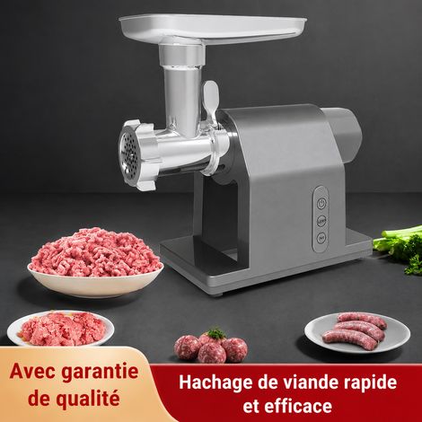 Hachoir à viande électrique 2000W poussoir saucisse 3 lames inox gris ciel 34,3x27,3x27,8 cm 5,7 kg – Livraison gratuite (1/5)
