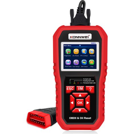 KONNWEI KW851 Scanner de diagnostic de moteur de voiture OBDII Outil d'analyse du voyant de contrôle Réinitialisation du service d'huile pour universel après 1996 Effacer les codes Lire la recherche D