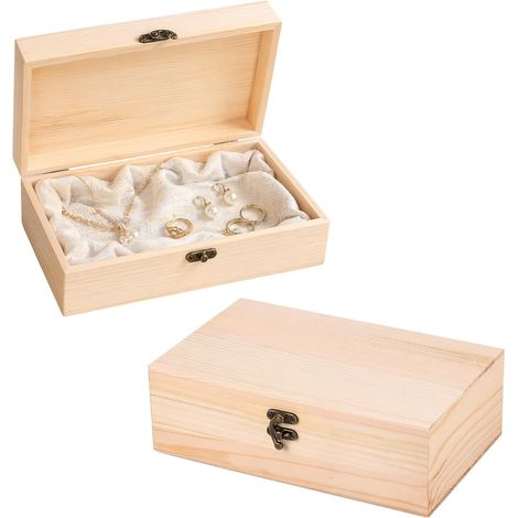 Aufbewahrungsbox aus Holz mit Klappdeckel und Verschluss, 17 x 13 x 6 cm (1/5)